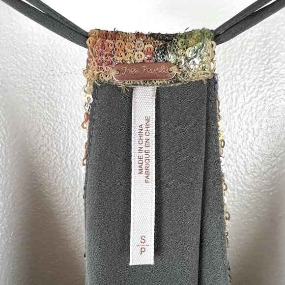 Free People Tangier Sequin Floral Mini Dress S Cocktail Deep V Boho Fairy Sexy - Picture 9 of 12